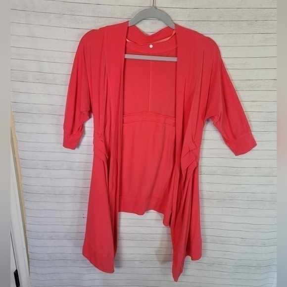 LULULEMON Namaste Wrap Cardigan in Coral Pink, sz 4 - Picture 1 of 12